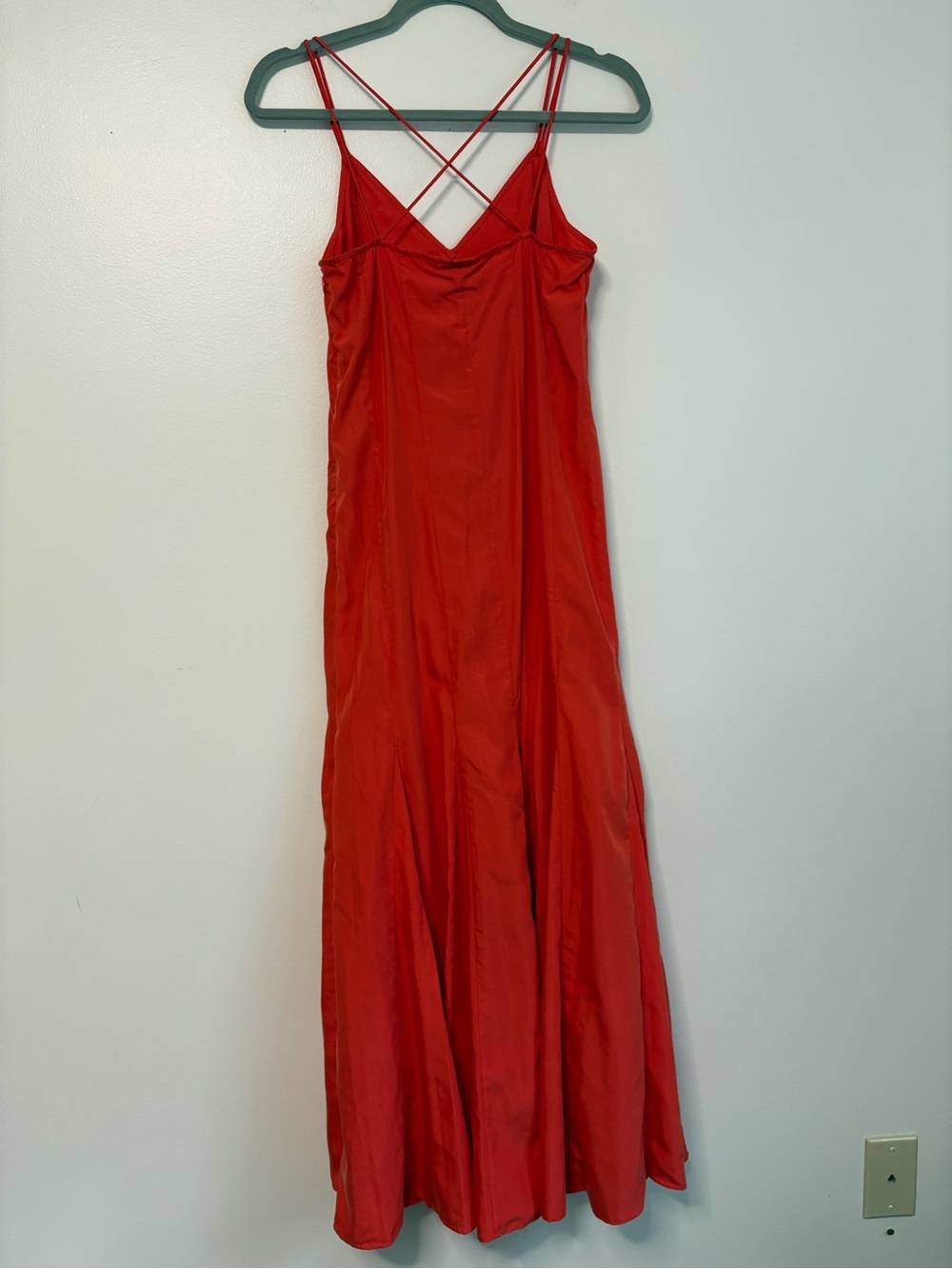 Anthro HD in Paris Sassafras Dress Coral Spaghetti-Strap Modal Maxi Dress Sz 4 - Picture 4 of 11